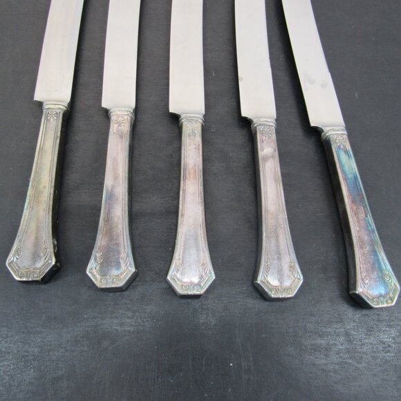 Reed & Barton Pompeian Greek Key & Scrollwork Design Flatware 5 Knives Vintage - Picture 2 of 8